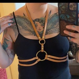 Full grain leather harness belt